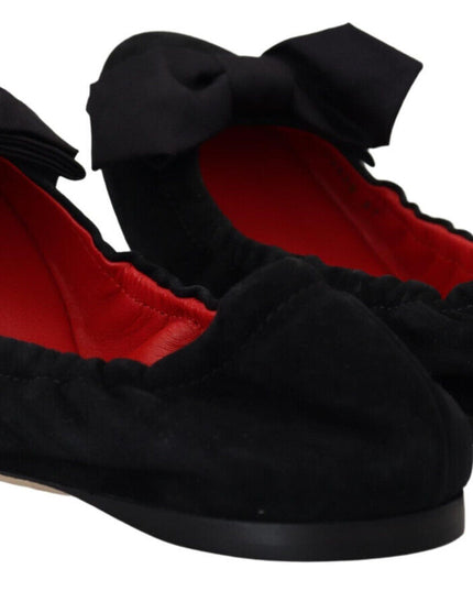 Dolce & Gabbana Black Suede Flat Slip On Ballet Shoes