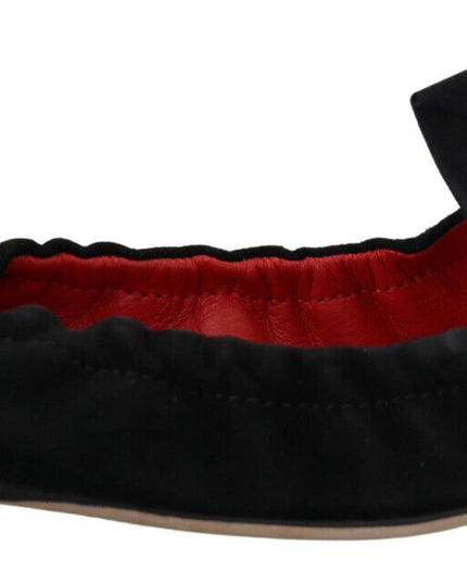 Dolce & Gabbana Black Suede Flat Slip On Ballet Shoes