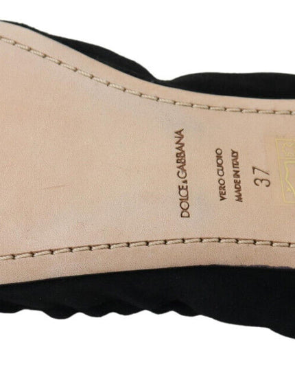 Dolce & Gabbana Black Suede Flat Slip On Ballet Shoes
