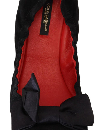 Dolce & Gabbana Black Suede Flat Slip On Ballet Shoes
