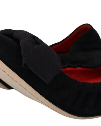 Dolce & Gabbana Black Suede Flat Slip On Ballet Shoes