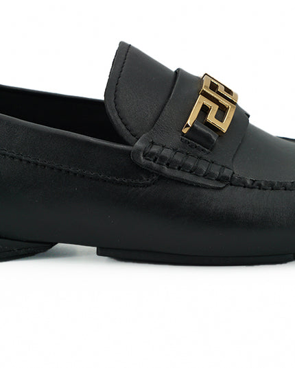 Versace Elegant Black Calf Leather Men's Loafers