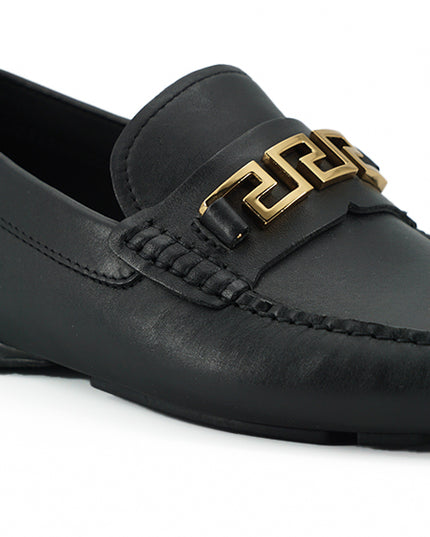 Versace Elegant Black Calf Leather Men's Loafers