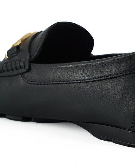 Versace Elegant Black Calf Leather Men's Loafers