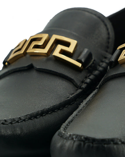 Versace Elegant Black Calf Leather Men's Loafers