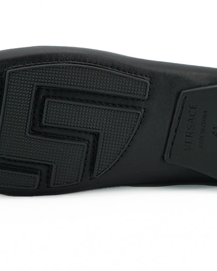Versace Elegant Black Calf Leather Men's Loafers