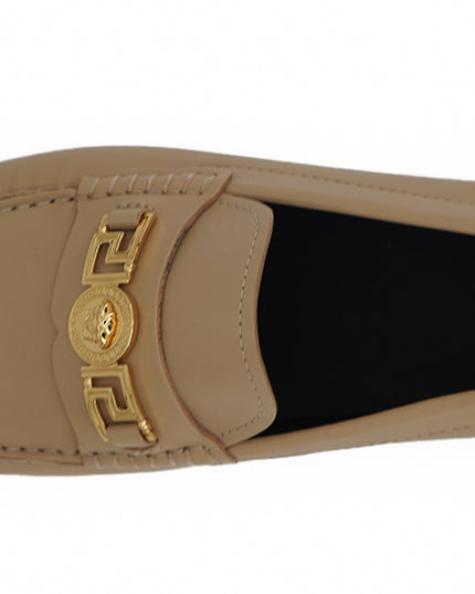 Versace Exquisite Medusa Gold-Tone Leather Loafers