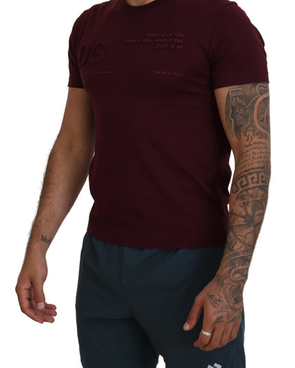 Dolce & Gabbana Maroon Printed Short Sleeves Men T-shirt