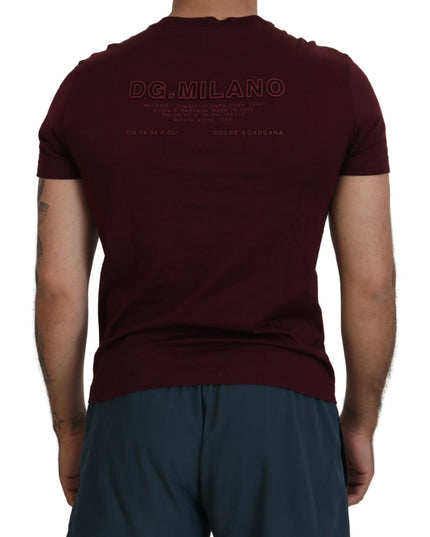 Dolce & Gabbana Maroon Printed Short Sleeves Men T-shirt