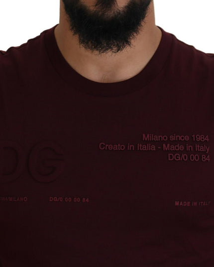 Dolce & Gabbana Maroon Printed Short Sleeves Men T-shirt