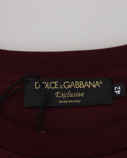 Dolce & Gabbana Maroon Printed Short Sleeves Men T-shirt