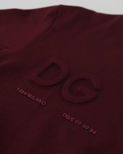 Dolce & Gabbana Maroon Printed Short Sleeves Men T-shirt
