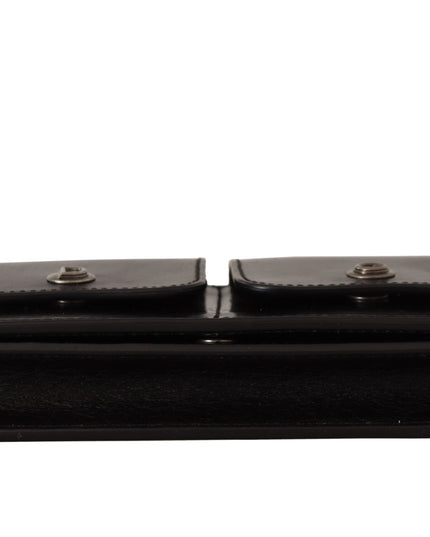 Dolce & Gabbana Black Leather Wristlet Mini Bag Card Bill Wallet