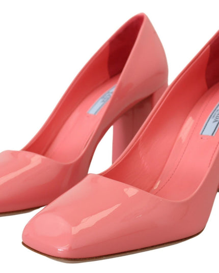 Prada Pink Patent Leather Block Heels Pumps Classic