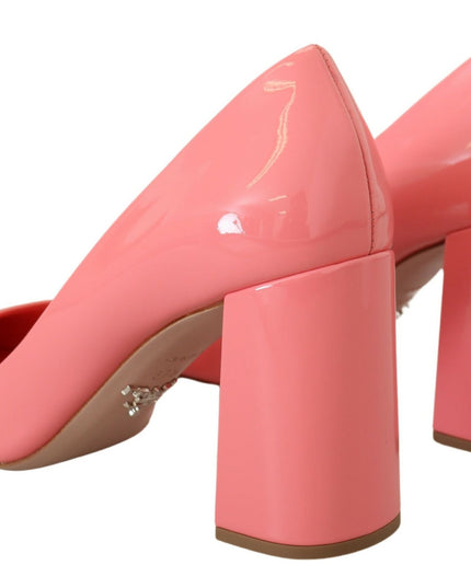 Prada Pink Patent Leather Block Heels Pumps Classic