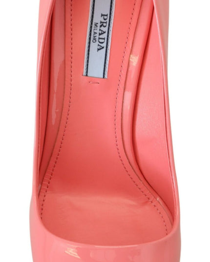 Prada Pink Patent Leather Block Heels Pumps Classic