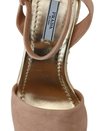 Prada Pink Suede Leather Ankle Strap Sandals