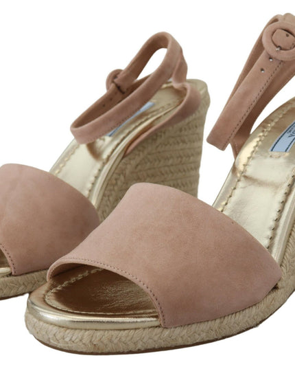 Prada Pink Suede Leather Ankle Strap Sandals
