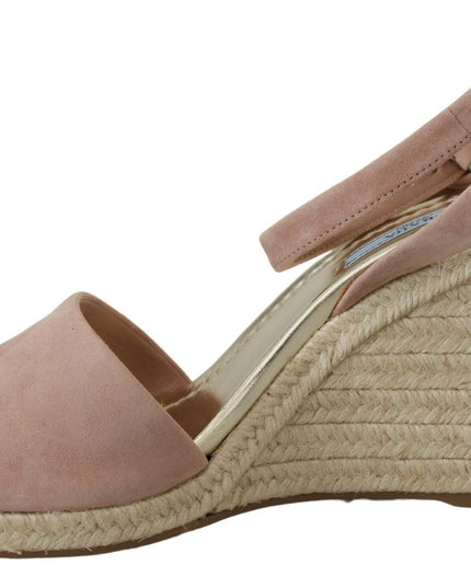 Prada Pink Suede Leather Ankle Strap Sandals
