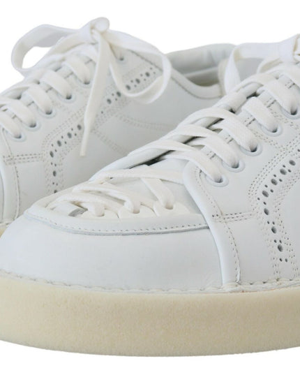 Dolce & Gabbana White Leather Low Top Oxford Sneakers Casual Shoes