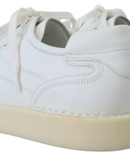 Dolce & Gabbana White Leather Low Top Oxford Sneakers Casual Shoes