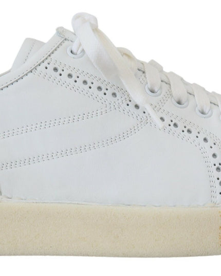 Dolce & Gabbana White Leather Low Top Oxford Sneakers Casual Shoes