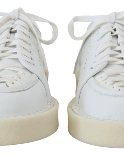 Dolce & Gabbana White Leather Low Top Oxford Sneakers Casual Shoes