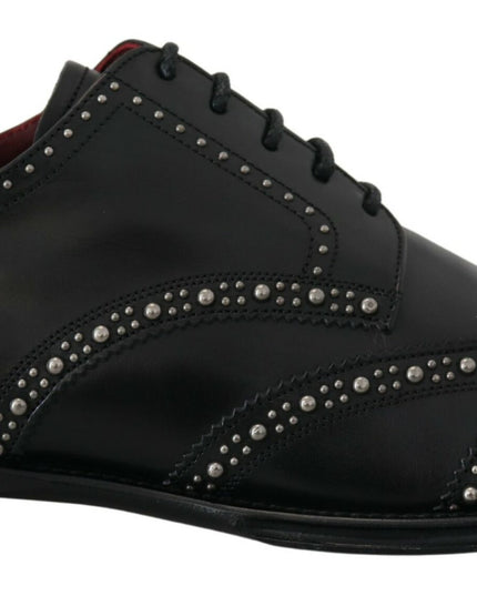 Dolce & Gabbana Black Leather Derby Dress Studded Shoes