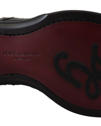 Dolce & Gabbana Black Leather Derby Dress Studded Shoes