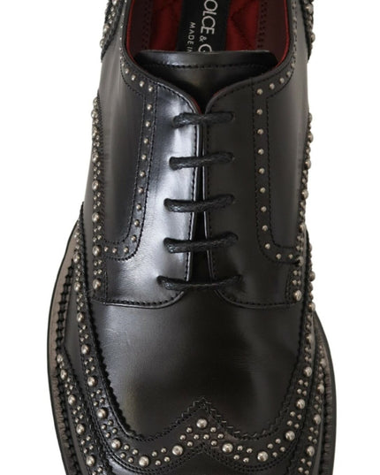 Dolce & Gabbana Black Leather Derby Dress Studded Shoes