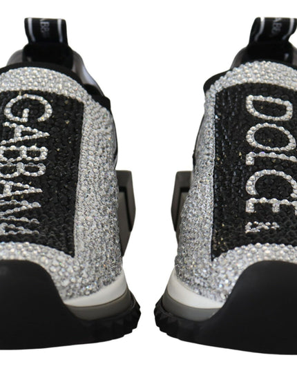 Dolce & Gabbana Silver Rhinestones Sorrento Sneakers Shoes
