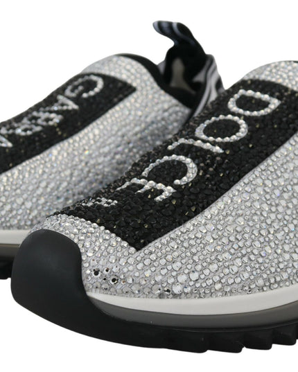 Dolce & Gabbana Silver Rhinestones Sorrento Sneakers Shoes
