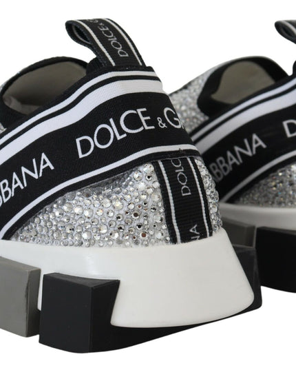 Dolce & Gabbana Silver Rhinestones Sorrento Sneakers Shoes