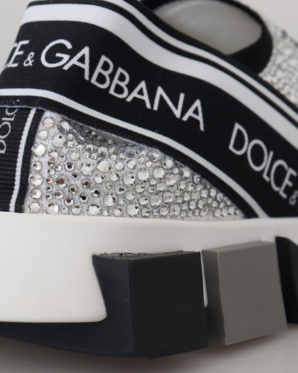 Dolce & Gabbana Silver Rhinestones Sorrento Sneakers Shoes