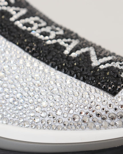 Dolce & Gabbana Silver Rhinestones Sorrento Sneakers Shoes