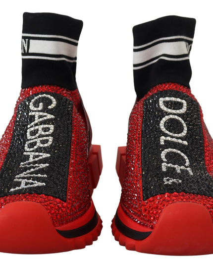 Dolce & Gabbana Red Bling Sorrento Sneakers Socks Shoes