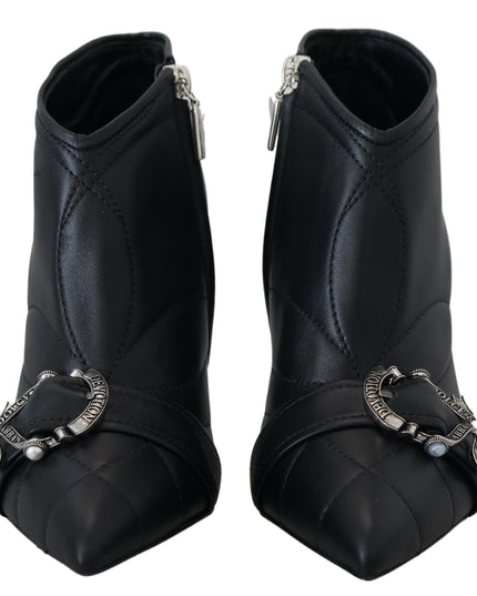 Dolce & Gabbana Black Devotion Quilted Buckled Ankle Boots Shoes