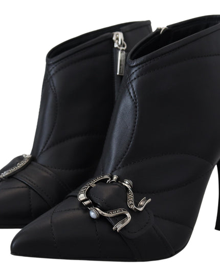 Dolce & Gabbana Black Devotion Quilted Buckled Ankle Boots Shoes