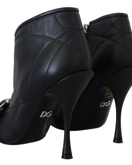 Dolce & Gabbana Black Devotion Quilted Buckled Ankle Boots Shoes