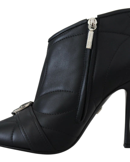 Dolce & Gabbana Black Devotion Quilted Buckled Ankle Boots Shoes