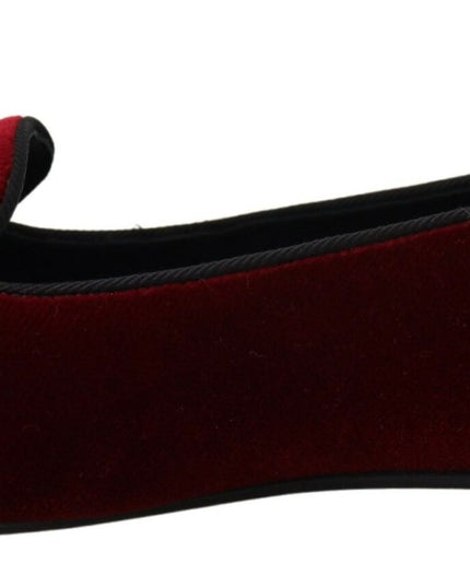 Dolce & Gabbana Bordeaux Velvet Slip-On Loafers Flats Shoes