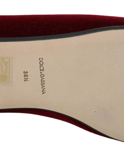 Dolce & Gabbana Bordeaux Velvet Slip-On Loafers Flats Shoes
