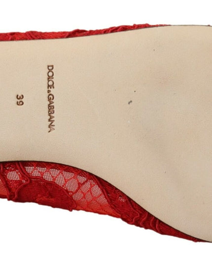 Dolce & Gabbana Red Taormina Crystals Loafers Flats Shoes