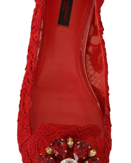 Dolce & Gabbana Red Taormina Crystals Loafers Flats Shoes