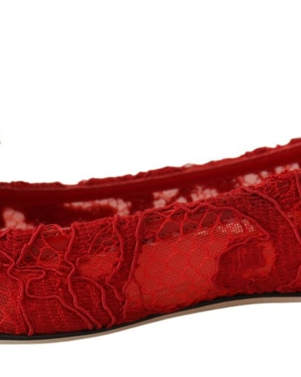 Dolce & Gabbana Red Taormina Crystals Loafers Flats Shoes