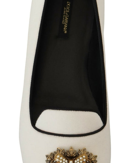 Dolce & Gabbana White Velvet Slip Ons Loafers Flats Shoes