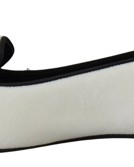 Dolce & Gabbana White Velvet Slip Ons Loafers Flats Shoes