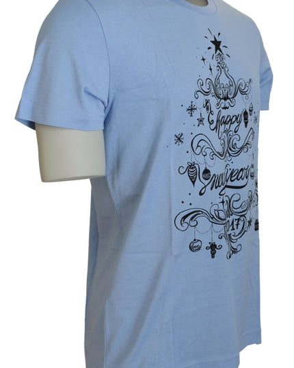 Dolce & Gabbana Light Blue Happy New Year 2017 Cotton T-shirt