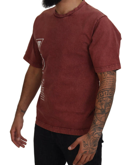 Dolce & Gabbana Maroon Print Round Neck Short Sleeves T-shirt