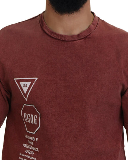 Dolce & Gabbana Maroon Print Round Neck Short Sleeves T-shirt